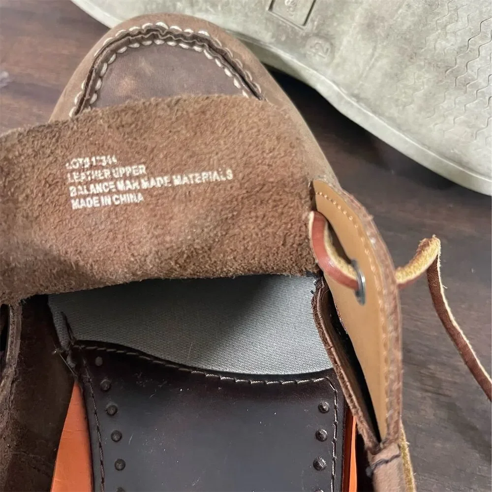 Joseph Abboud Men's Brown Leather Boat Shoes Size 12 Casual Lace Up